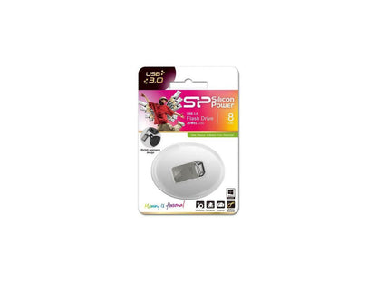 Silicon Power 8GB Silicon Power Jewel J50 USB3.0 Zinc-Alloy Compact USB Flash Drive Titanium Edition Model SP008GBUF3J50V1T