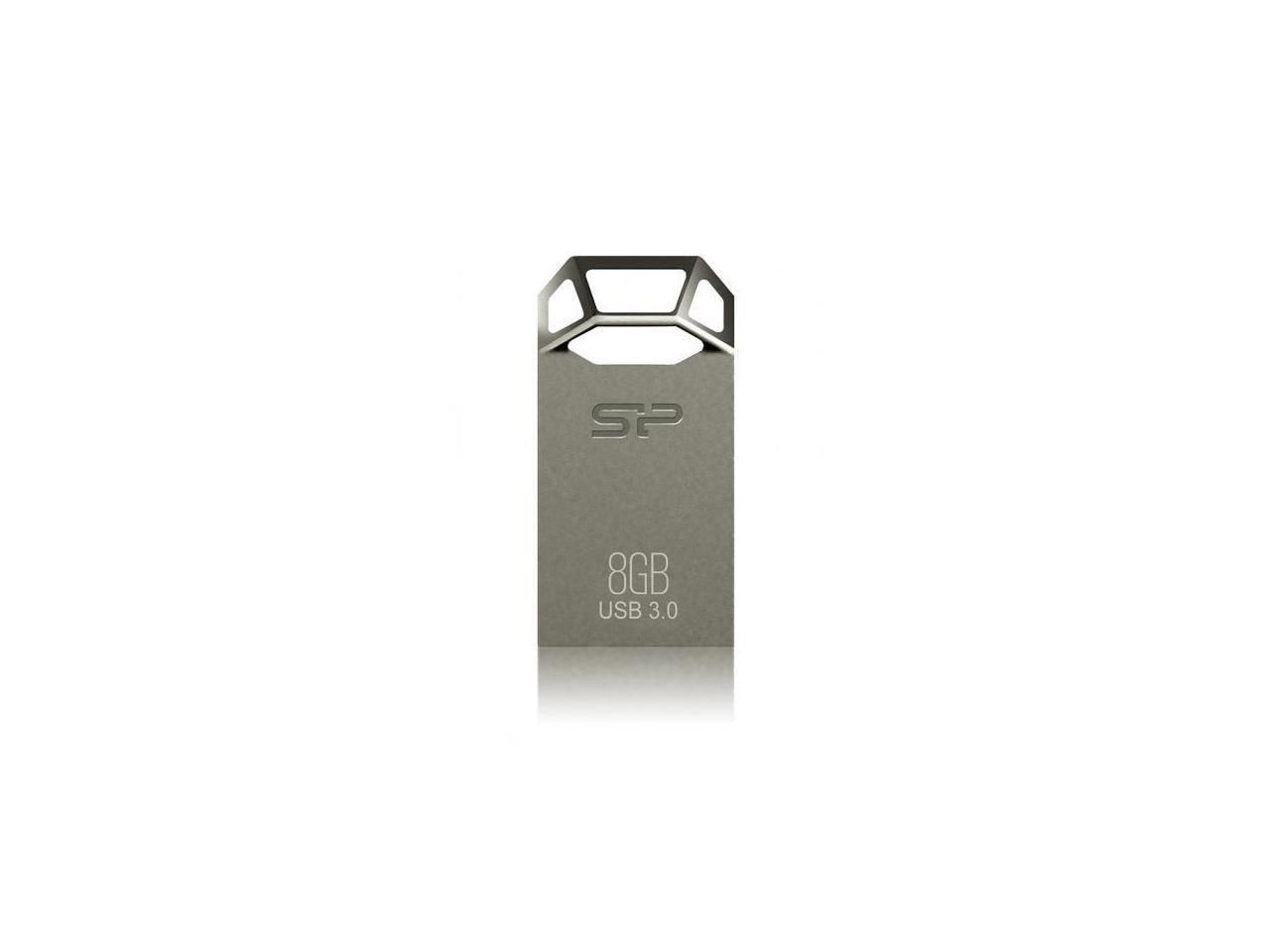 Silicon Power 8GB Silicon Power Jewel J50 USB3.0 Zinc-Alloy Compact USB Flash Drive Titanium Edition Model SP008GBUF3J50V1T