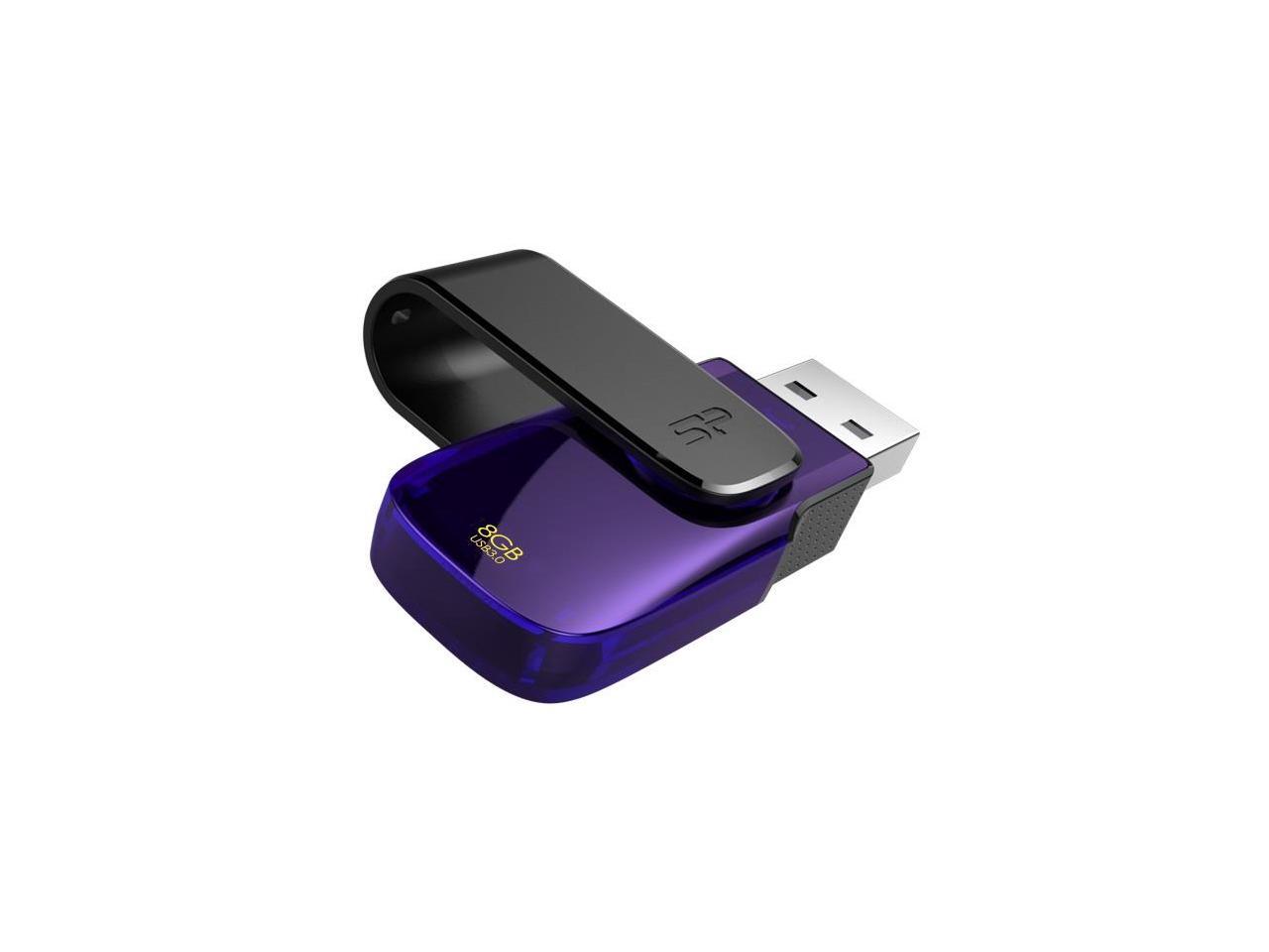 Silicon Power 8GB Blaze B31 Swivel Cap USB 3.0 Flash Drive Color Black/Purple Edition Model SP008GBUF3B31V1U