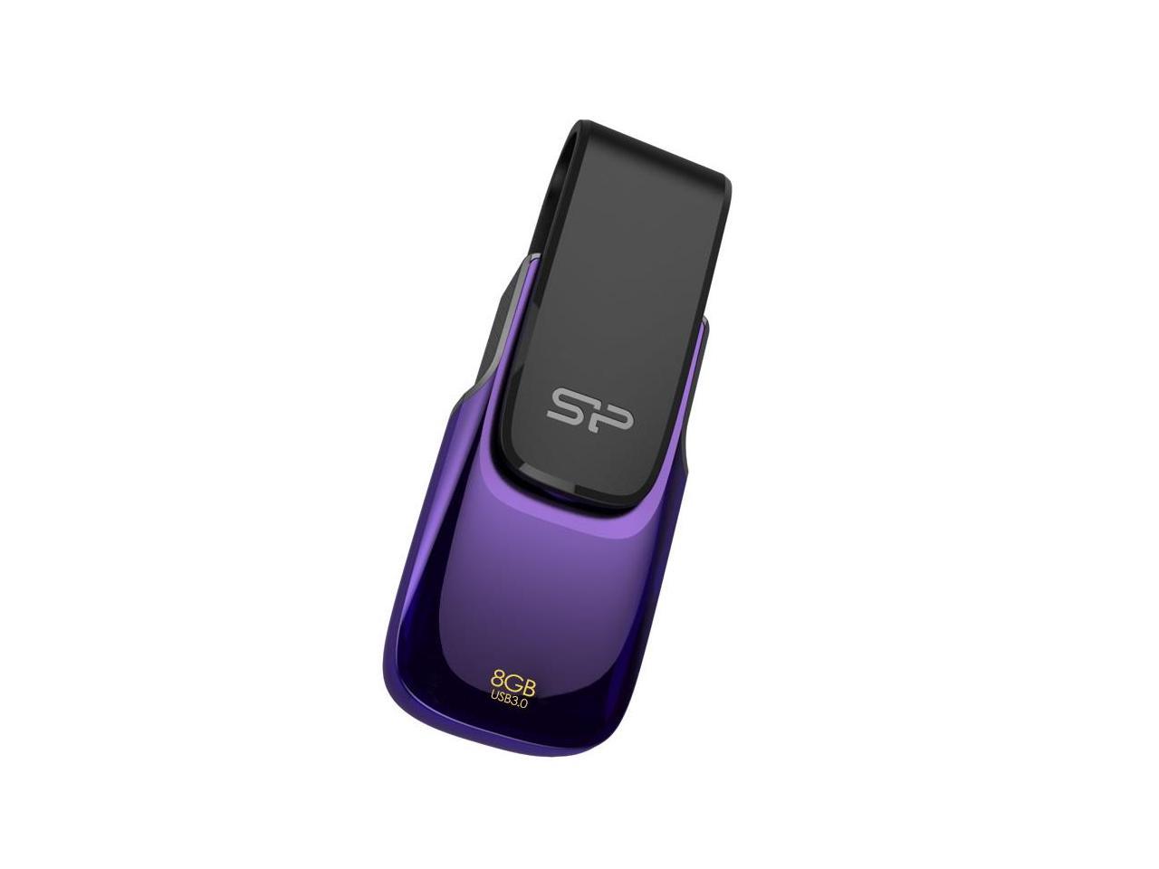 Silicon Power 8GB Blaze B31 Swivel Cap USB 3.0 Flash Drive Color Black/Purple Edition Model SP008GBUF3B31V1U
