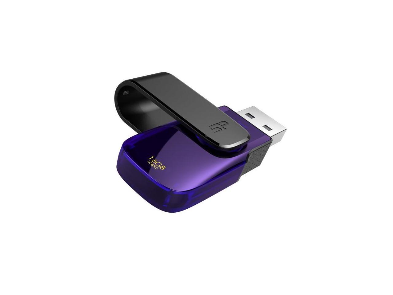 Silicon Power 16GB Blaze B31 USB3.0 Swivel Cap Flash Drive Black/Purple Edition Model SP016GBUF3B31V1U