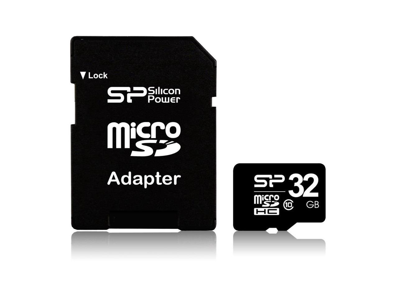Silicon Power 32GB microSD Memory Card SDHC Class 10 w/ SD adapter Model SP032GBSTH010V10SP