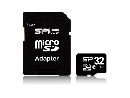Silicon Power 32GB microSD Memory Card SDHC Class 10 w/ SD adapter Model SP032GBSTH010V10SP