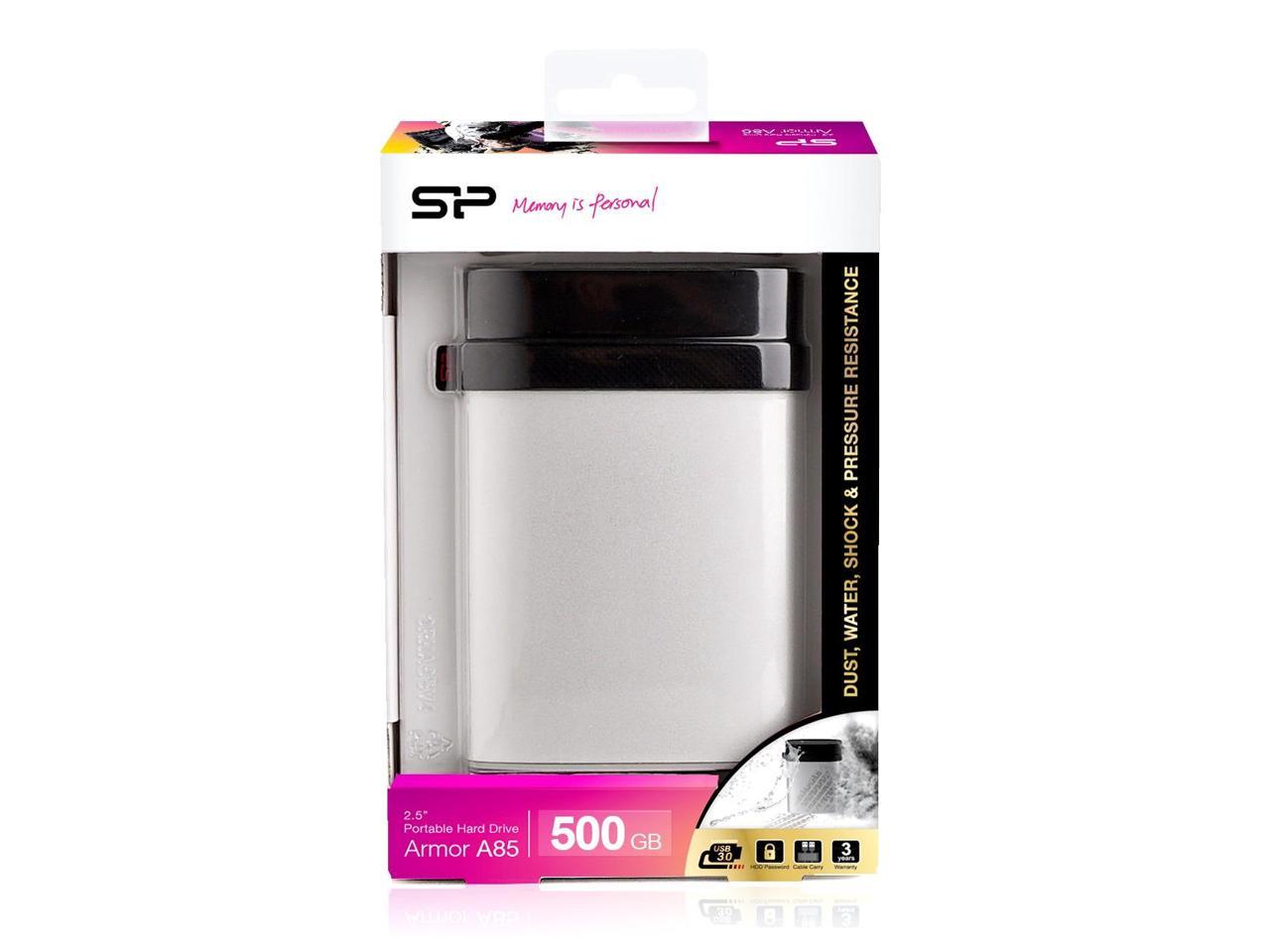 500GB Silicon Power Armor A85 Silver USB3.0 Rugged Portable Hard Drive