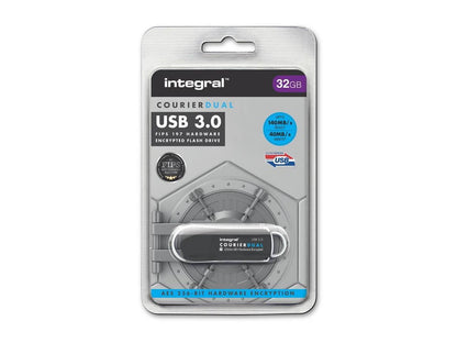 32GB Integral Courier Dual USB3.0 FIPS-197 Encrypted Flash Drive