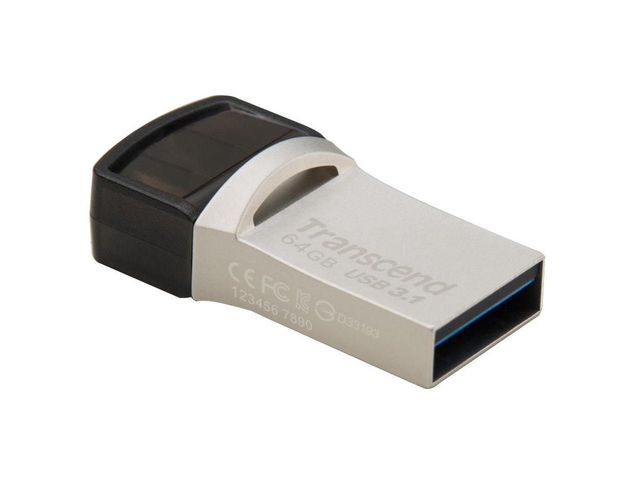 64GB Transcend JetFlash 890S OTG Flash Drive with USB3.1 and USB Type-C Connectors