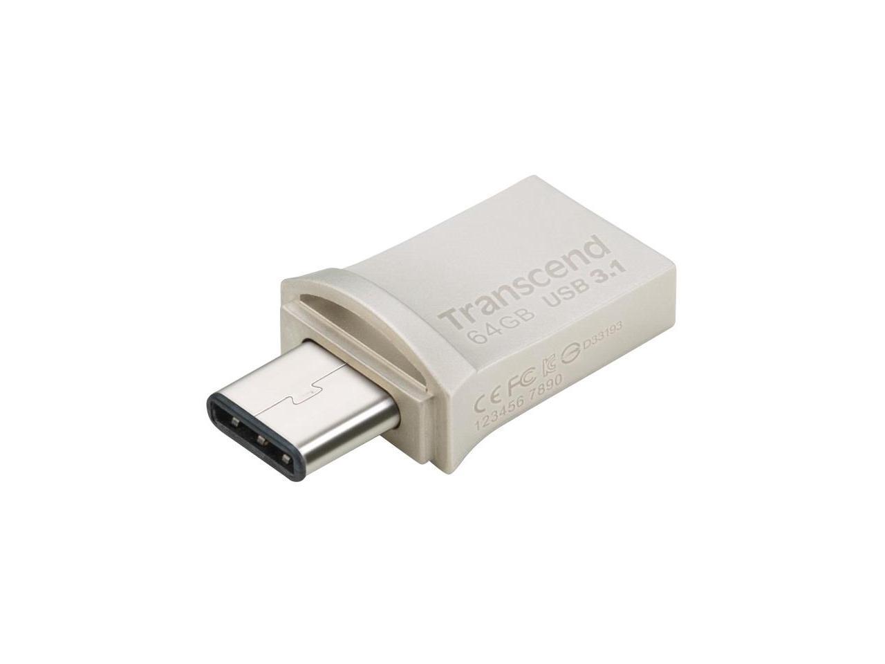 64GB Transcend JetFlash 890S OTG Flash Drive with USB3.1 and USB Type-C Connectors