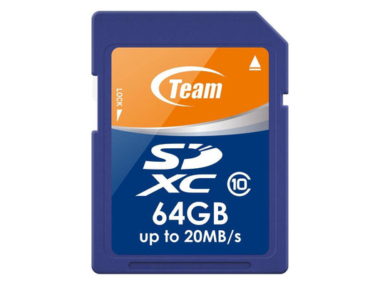 64GB Team SDXC CL10 Memory Card (read speed up to 20MB/sec)