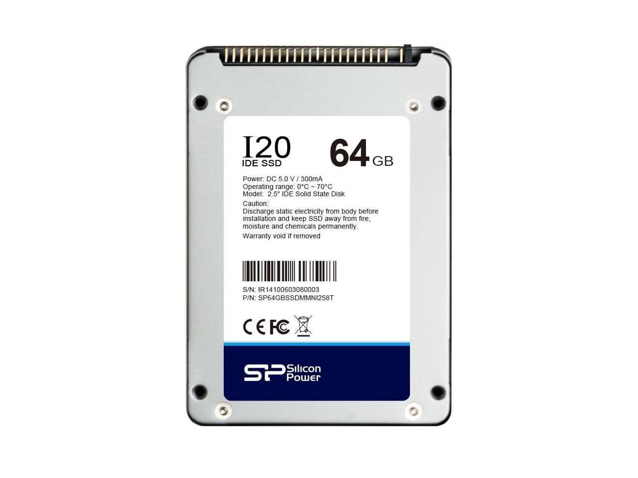 Silicon Power 64GB SSD-I20 2.5-inch IDE/PATA 9mm, Toshiba 19nm MLC Flash SSD Solid State Disk Model SP064GBSSDMMNI258T