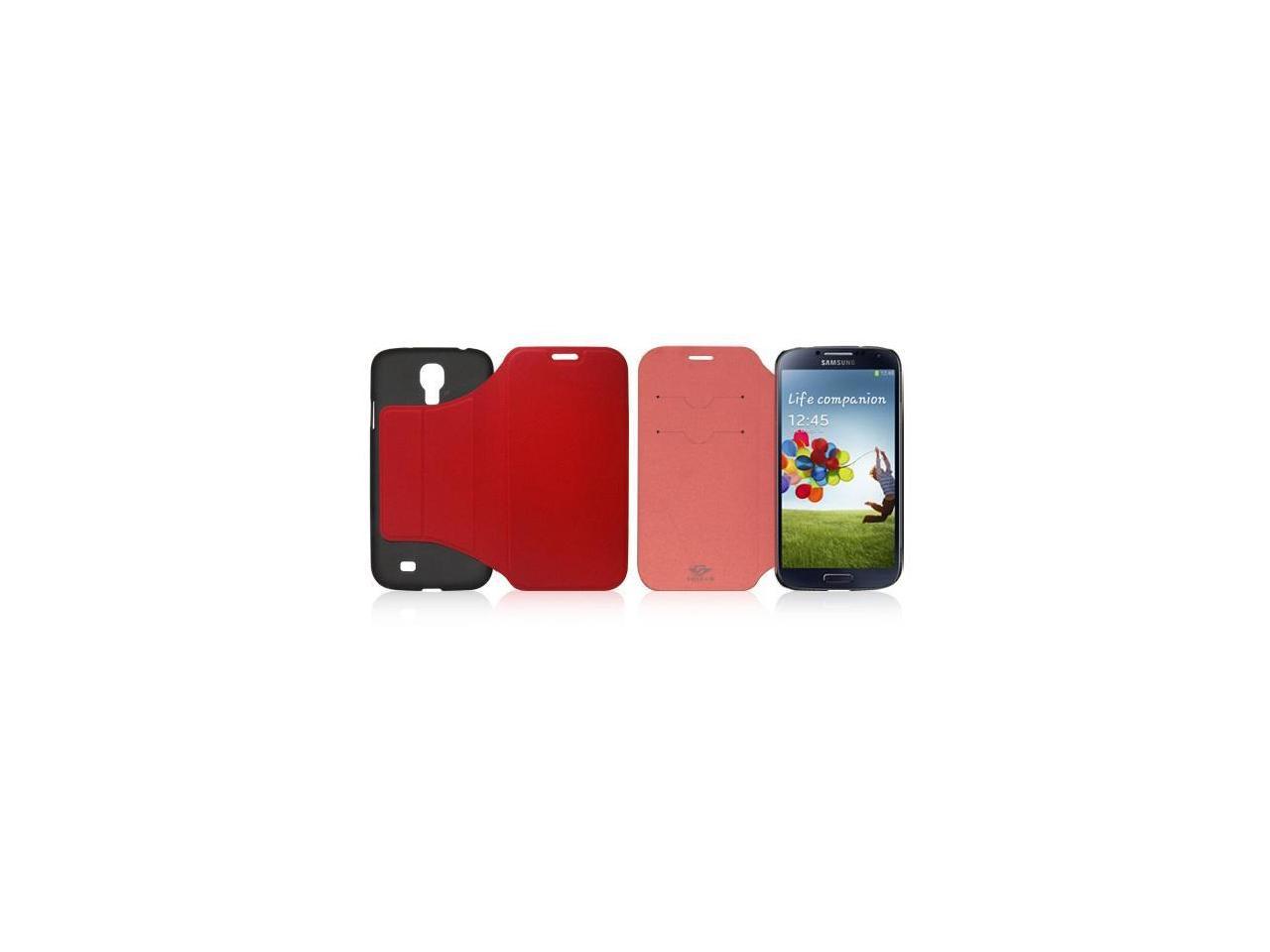 Shield Flip Case for Samsung Galaxy S4 with Sleep & Wake Function, Credit Card Slots and Kick Stand. Color Red Model FL-SAM-S4-RED