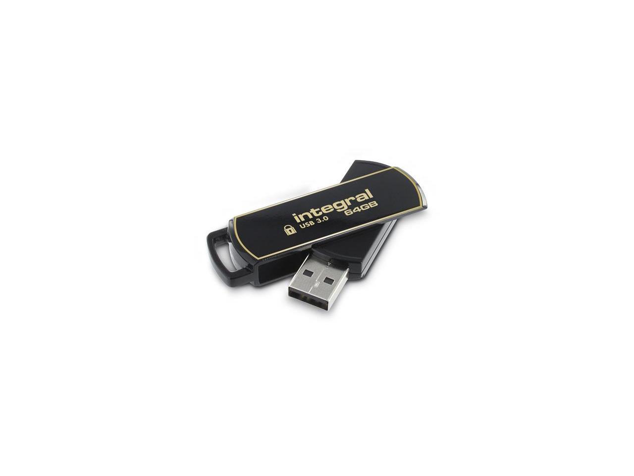 Integral 64GB Secure 360 Encrypted 256-bit AES Encryption USB3.0 Flash Drive Model INFD64GB360SEC3.0