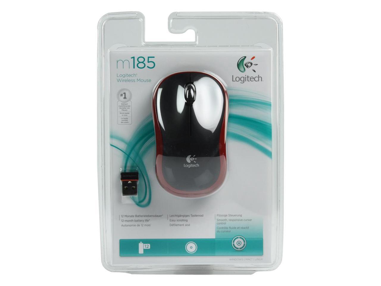 Logitech M185 Wireless Optical Mouse Red