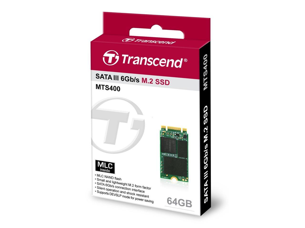 Transcend 64GB M.2 NGFF 2242 42mm SATA III 6Gbps SSD MLC Flash Model TS64GMTS400S