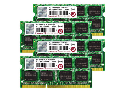 Transcend 32GB (8GB x 4 Kit) JetMemory DDR3- 1600 SO-DIMM 2Rx8 iMAC Mid 2011 - Late 2012 (TS32GJMA524H)