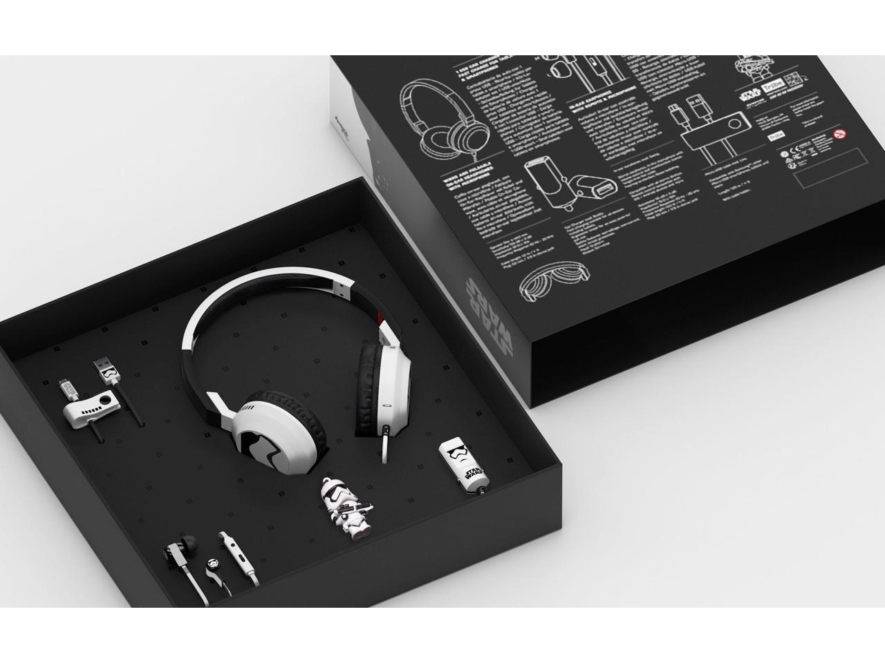 Tribe Star Wars StormTrooper Gift Set Headphones, Earphones, 16GB USB Flash Drive, Cable & Car Charger Model GBOX300101GIFT