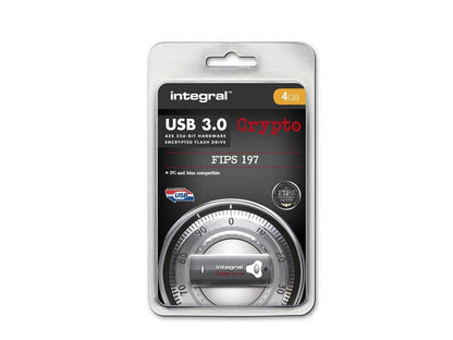 4GB Integral Drive FIPS 197 Encrypted USB3.0 Flash Drive (AES 256-bit Hardware Encryption)