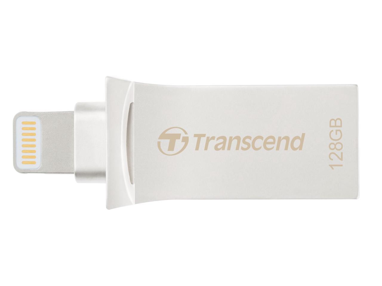 Transcend TS128GJDG500S 128Gb Jetdrive Go 500 Lightning/USB 3.1 Flash Drive, Silver Plating