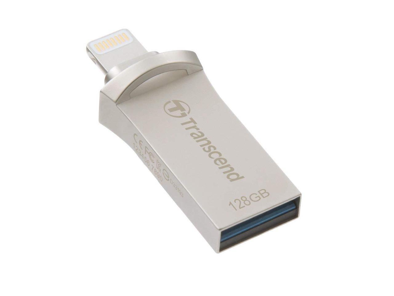 Transcend TS128GJDG500S 128Gb Jetdrive Go 500 Lightning/USB 3.1 Flash Drive, Silver Plating