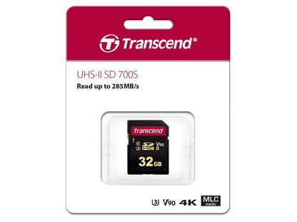 32GB Transcend 700S SDHC UHS-II U3 V90 SD Memory Card CL10 285MB/sec MLC Flash