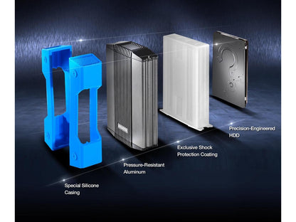 2TB AData HD830 Extreme Durable USB3.1 Portable Hard Drive - Aluminum/Silicone - Black/Blue