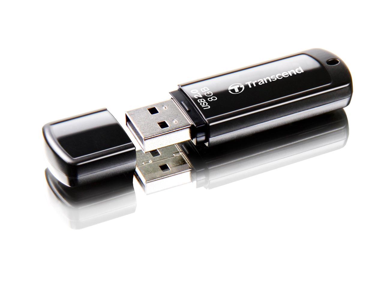 Transcend JetFlash 350 8 GB USB 2.0 Flash Drive - Black - 1 Pack