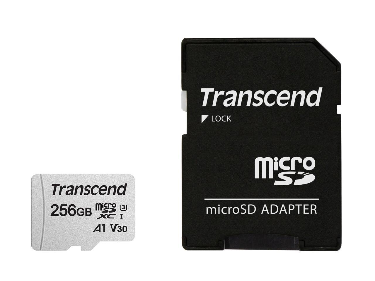 Transcend 256GB 300S microSDXC CL10 V30 A1 Memory Card with SD Adapter