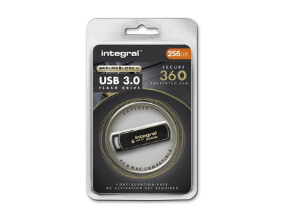 256GB Integral Secure 360 Encrypted USB3.0 Flash Drive (256-bit AES Encryption)
