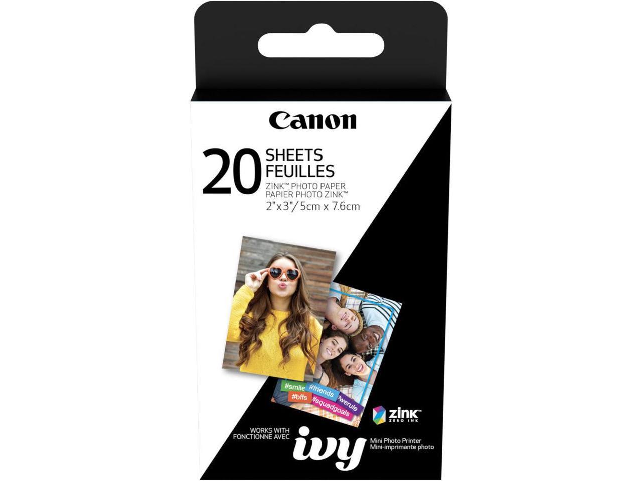 Canon ZINK Zero Ink (ZINK) ZINK Paper - 2" x 3" - 20 Sheet - White