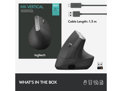 Logitech MX Vertical Advanced Ergonomic Wireless Bluetooth Mouse - Black