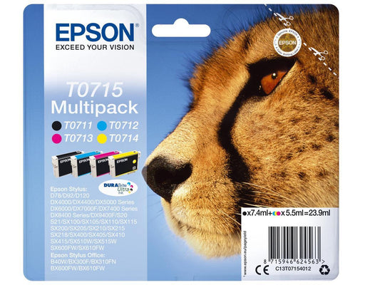 Epson T0715 Black, Yellow, Cyan, Magenta Ink Cartridge