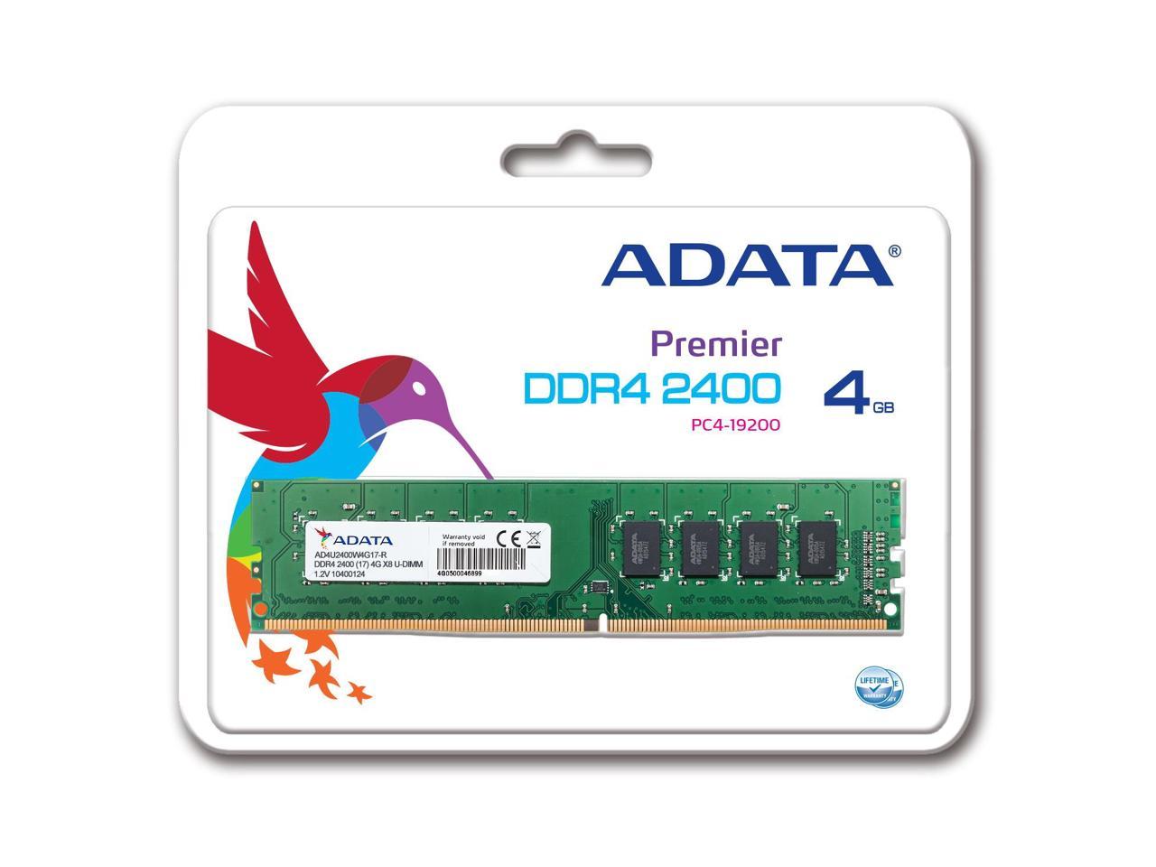 4GB AData DDR4 2400MHz PC4-19200 CL17 Desktop Memory Module 288 Pins