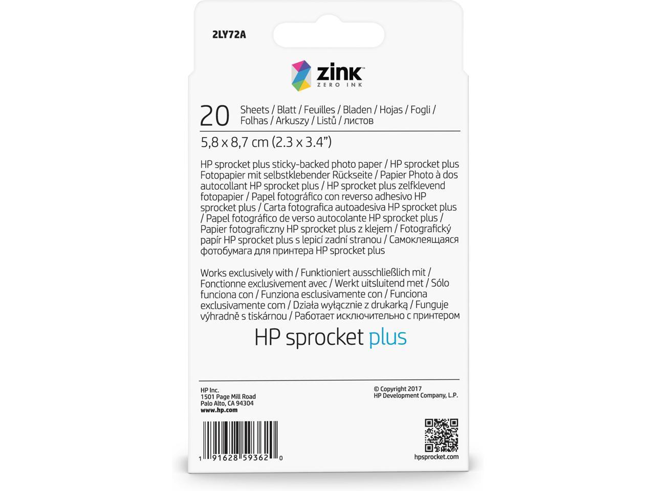 HP Sprocket Plus 2x3 White Glossy Photo Paper - 20 Sheets