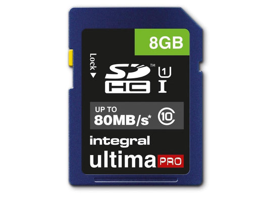 8GB Integral Ultima Pro SDHC 80MB/sec CL10 UHS-I Memory Card