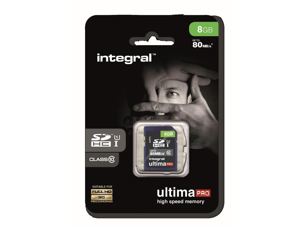 8GB Integral Ultima Pro SDHC 80MB/sec CL10 UHS-I Memory Card