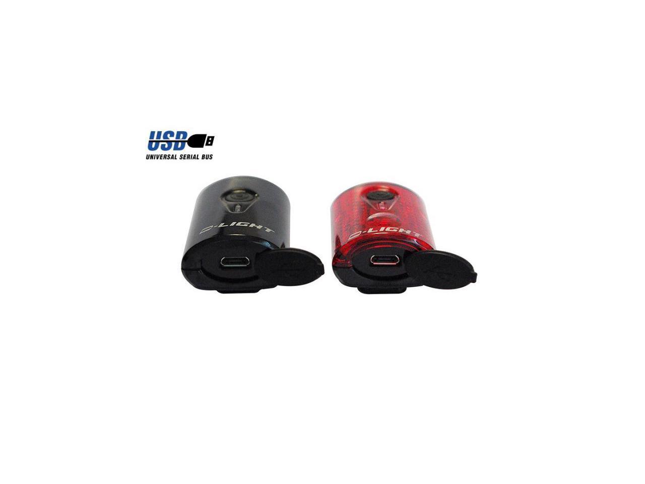 EyezOff USB Rechargeable LED Bicycle Lights Front/Rear Set