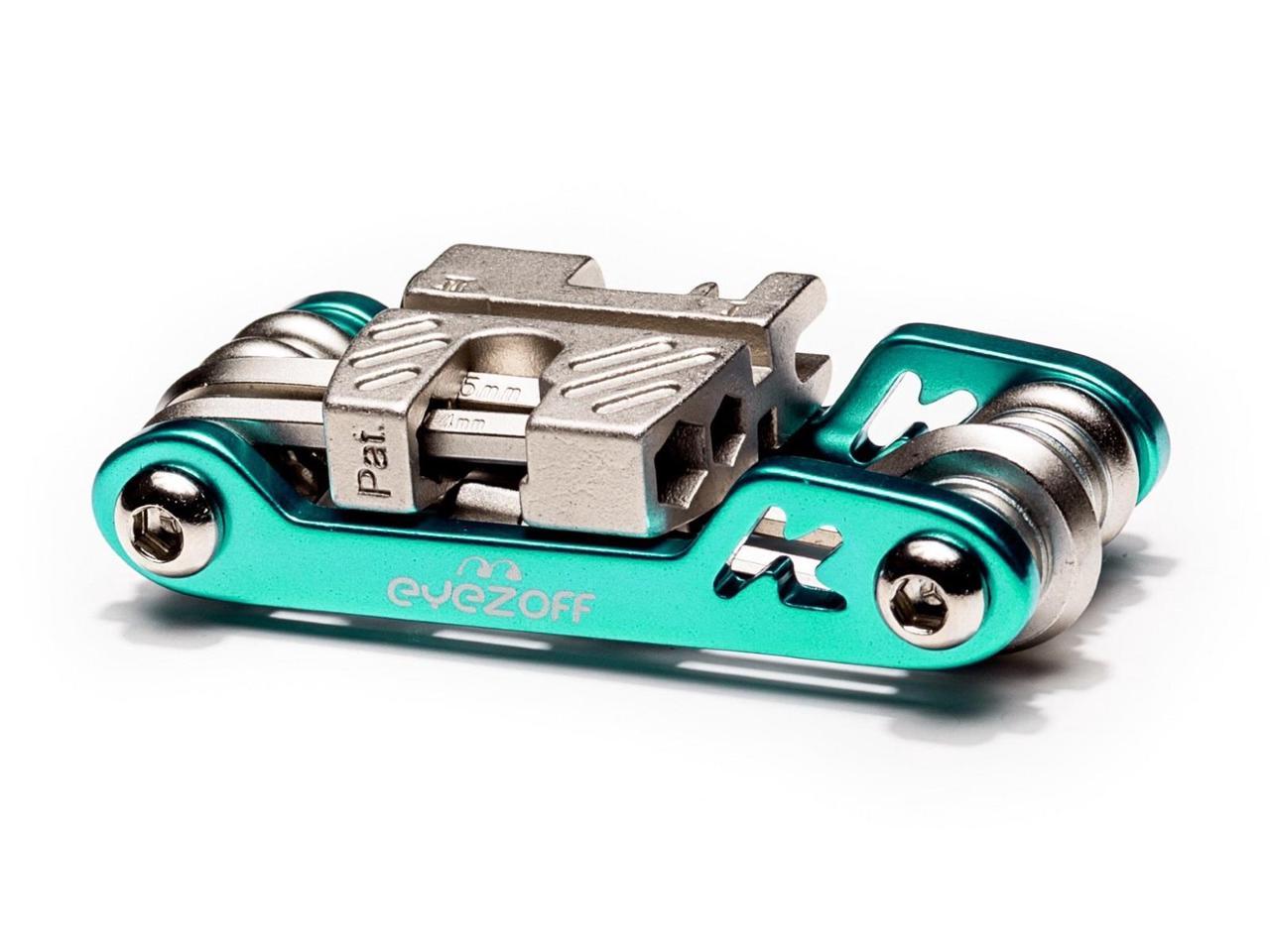 EyezOff Folding Bicycle Multi Tool With 18 Functions (Aquamarine/Silver)