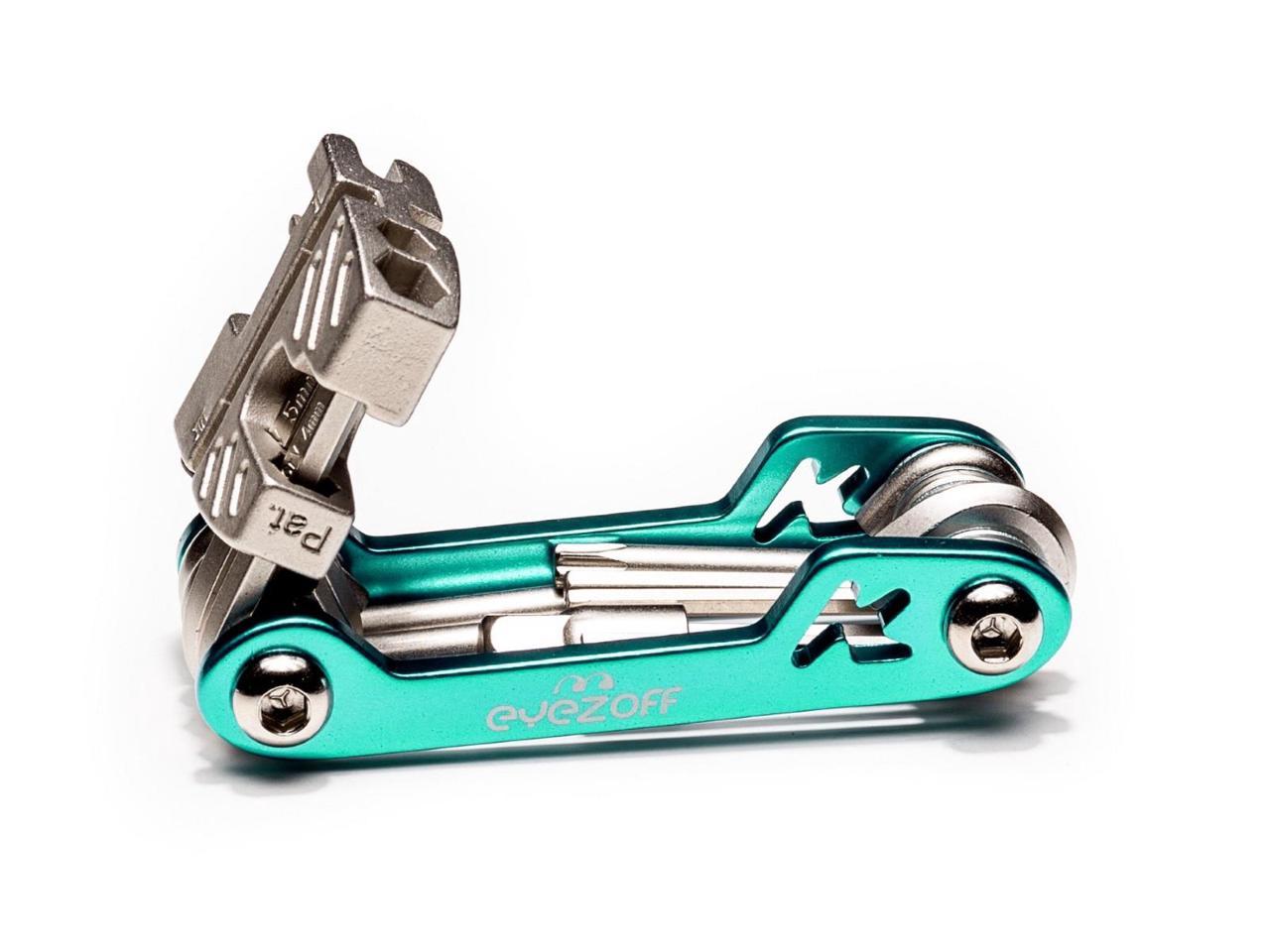 EyezOff Folding Bicycle Multi Tool With 18 Functions (Aquamarine/Silver)