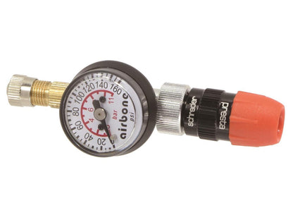 EyezOff EZ618A Tire Pressure Gauge 160 PSI, Reversible Valve (Presta/Schrader) Flow-Thru Inflatable Model