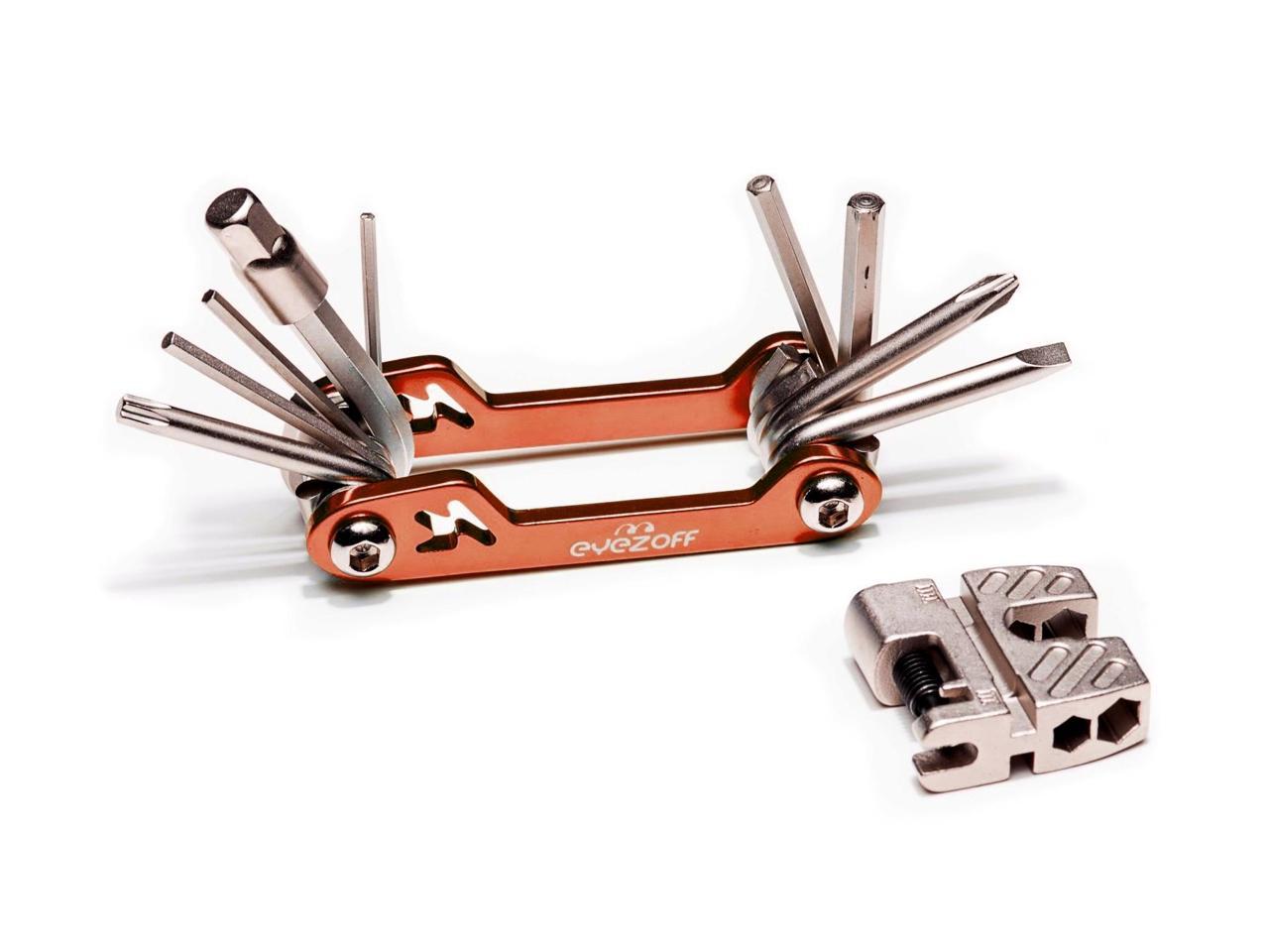 EyezOff Folding Bicycle Multi Tool With 18 Functions (Orange/Silver)