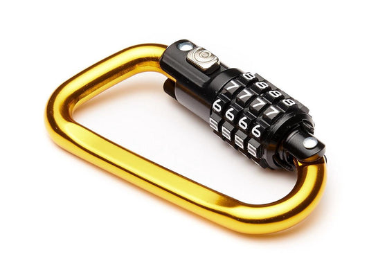 EyezOff 3.5" Carabiner Aluminum Multi Purpose Lock 4-Dial Combination D-Shape (Gold)