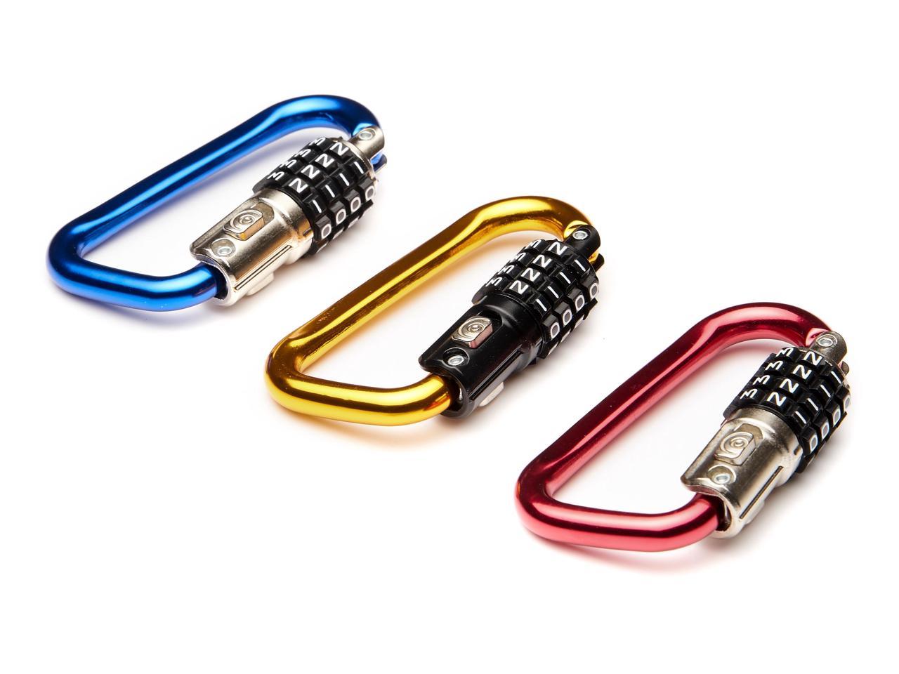 EyezOff 3.5" Carabiner Aluminum Multi Purpose Lock 4-Dial Combination D-Shape (Gold)