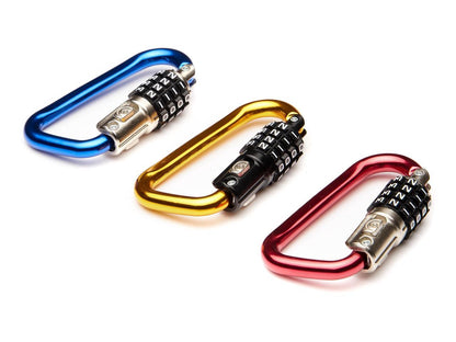 EyezOff 3.5" Carabiner Aluminum Multi Purpose Lock 4-Dial Combination D-Shape (Red)