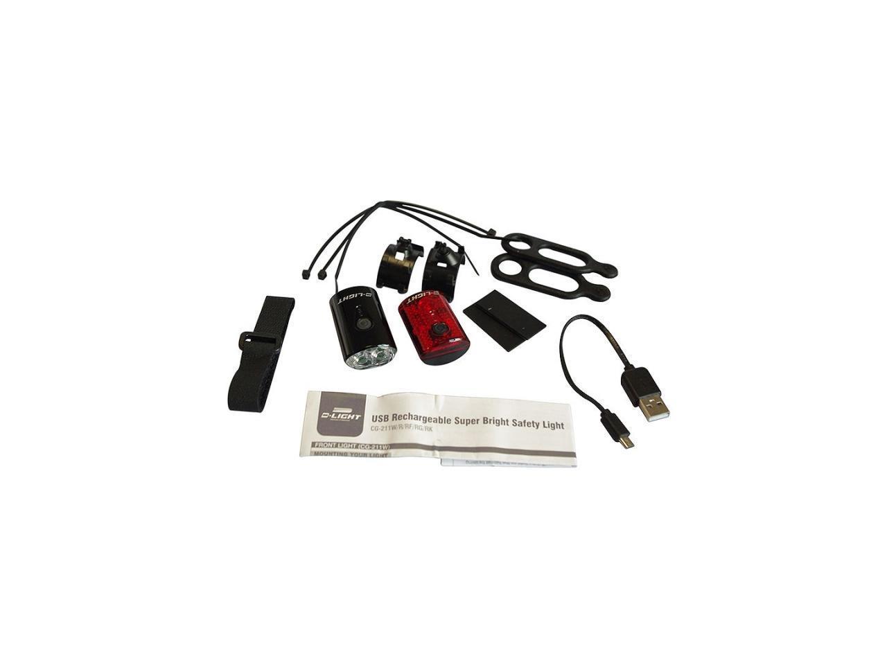 EyezOff USB Rechargeable LED Bicycle Lights Front/Rear Set