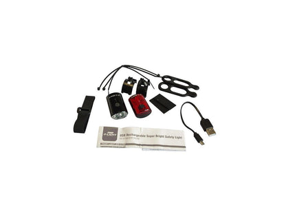 EyezOff USB Rechargeable LED Bicycle Lights Front/Rear Set