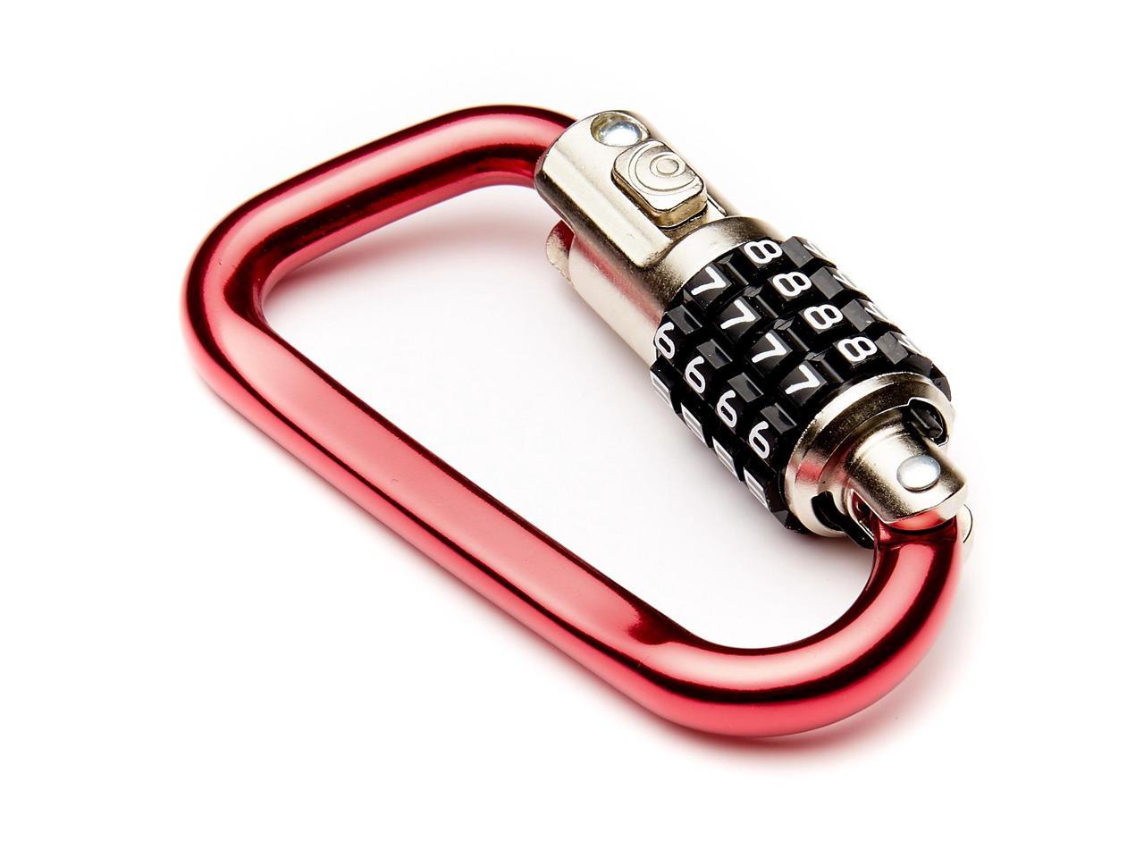 EyezOff 3.5" Carabiner Aluminum Multi Purpose Lock 4-Dial Combination D-Shape (Red)