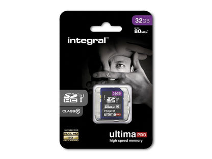 32GB Integral Ultima Pro SDHC 80MB/sec CL10 UHS-1 Memory Card