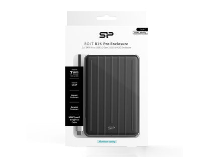 Silicon Power Bolt B75 Pro USB3.2 Gen 2 Type-C HDD/SSD Enclosure Black