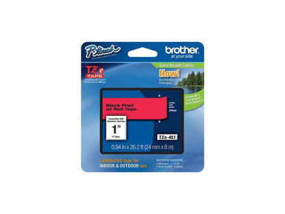 Brother TZE451 24 mm (0.94") Black on Red tape for P-Touch 8 m (26.20 ft.)