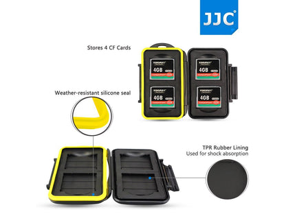 JJC MC-CF4 Water-resistant Holder Storage CF CompactFlash Memory Card Case For 4 PCS CompactFlash (CF)