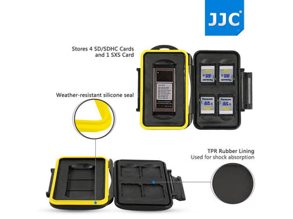 JJC MC-SD/SXS5 Water-resistant Holder Storage SD SXS Memory Card Case For 4PCS SecureDigital(SD) 1PCS SXS card